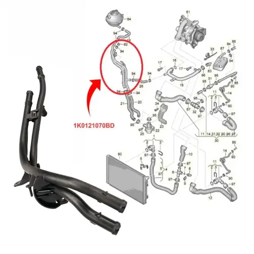 TUBO CANO DE ÁGUA DO RESERVATÓRIO PARA BOMBA ELÉTRICA AUDI VW A3 Q3 TT PASSAT JETTA GOLF TIGUAN 2.0 16V TFSI 2009 A 2018