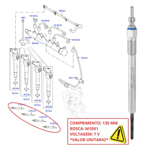 Vela Aquecedora Diesel Land Rover Jaguar Ingenium SD4 2.0 7V  2016 a 2022