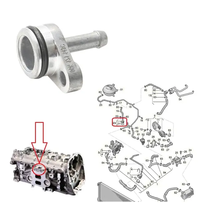 TUBO AGUA CABECOTE ALUMINIO AUDI/VW 1.8/2.0 16V TFSI/TSI 2013 A 2018 ALUMINIO 06K121143/SK
