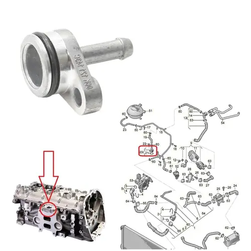 TUBO AGUA CABECOTE ALUMINIO AUDI/VW 1.8/2.0 16V TFSI/TSI 2013 A 2018 ALUMINIO 06K121143/SK