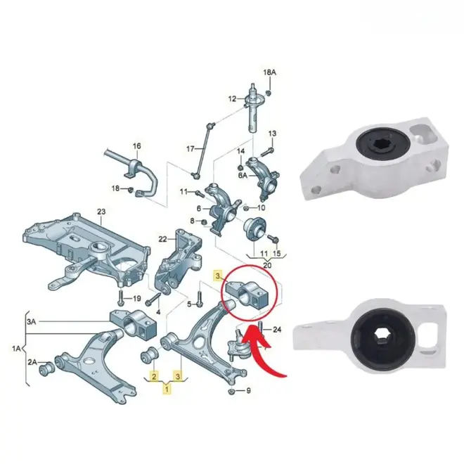 Bucha Bandeja Dianteira Grande Audi Q3 VW Passat Suspensão