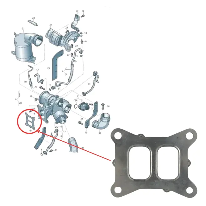 JUNTA COLETOR ESCAPE AUDI A1 A3 A4 A5 A6 A7 Q3 Q5 TT PORSCHE MACAN VW FUSCA GOLF JETTA PASSAT TIGUAN 1.8 2.0 TFSI TSI 2007 A 2025 06L253039