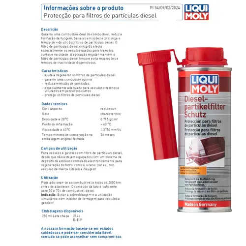 ADITIVO LIQUI MOLY PROTETOR FILTRO DE PARTÍCULAS DIESEL DPF 250ML 2146