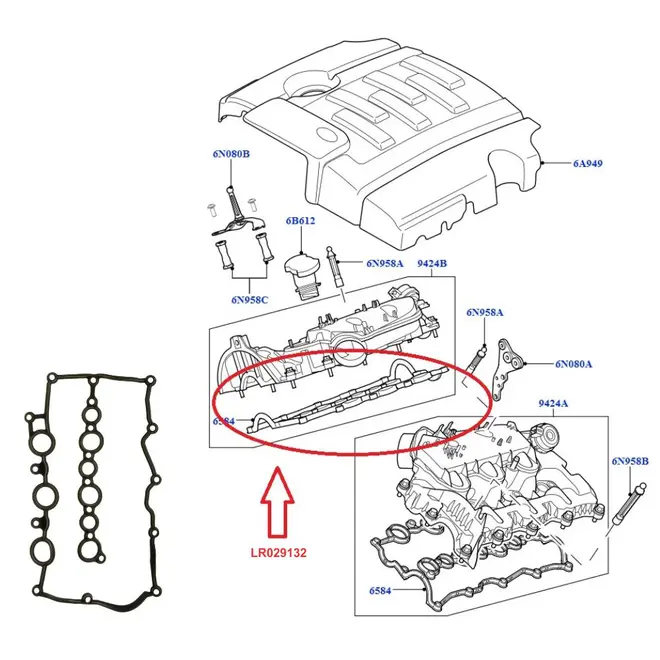 JUNTA TAMPA VALVULA LAND ROVER 2.7/3.0 24V TDV6 2005 A 2020 LR029132/SKU851