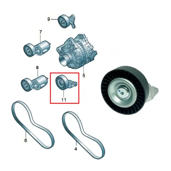 ROL GUIA COR ALT AUDI/VW RS3/RSQ3/TT 2.5 20V TFSI /JETTA 2.5 20V 2007 A 2014 07K903141C/SK