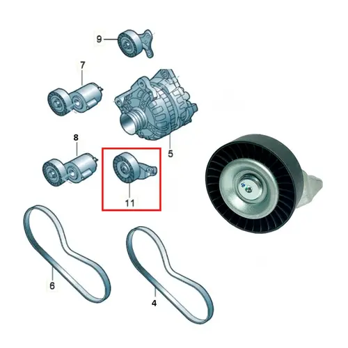 ROL GUIA COR ALT AUDI/VW RS3/RSQ3/TT 2.5 20V TFSI /JETTA 2.5 20V 2007 A 2014 07K903141C/SK