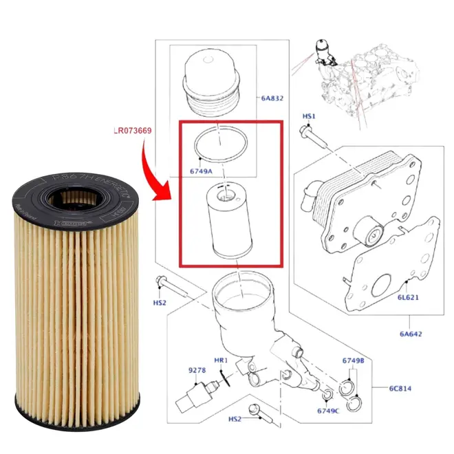 FILTRO OLEO MOTOR JAGUAR E-PACE XF LAND ROVER DEFENDER EVOQUE DISCOVERY SPORT VELA 2.0 16V SI4 SD4 2017 A 2024