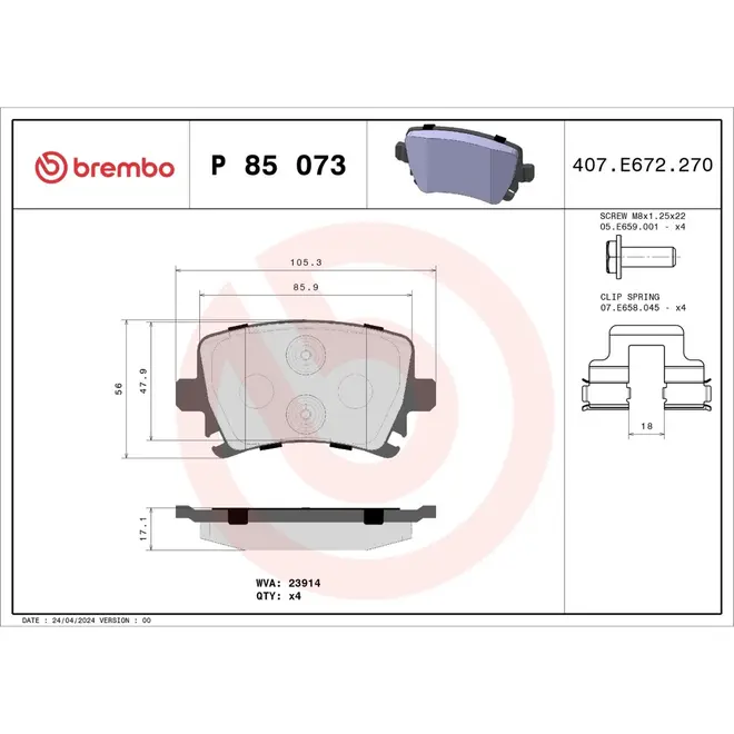 JG PASTILHA FREIO TRAS AUDI/VW 1.6 8/16V/1.8 20V/2.0 16V/2.5 20/3.0 24V/30V/4.2 32V 2005 A
