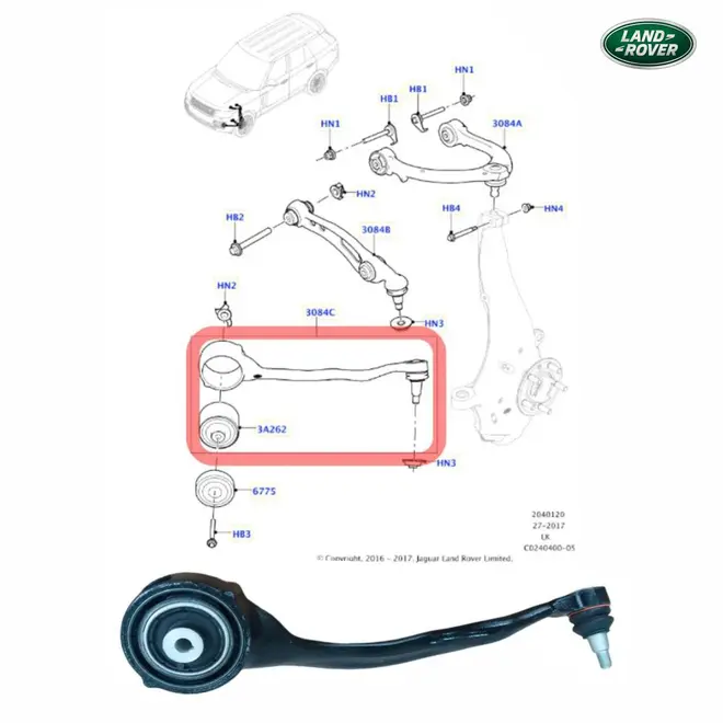 BRACO CURVO INF ESQ LAND ROVER DISCOVERY 5/RR SPORT/VOGUE 2.0 16V/3.0 24V/4.4 32V/5.0 32V