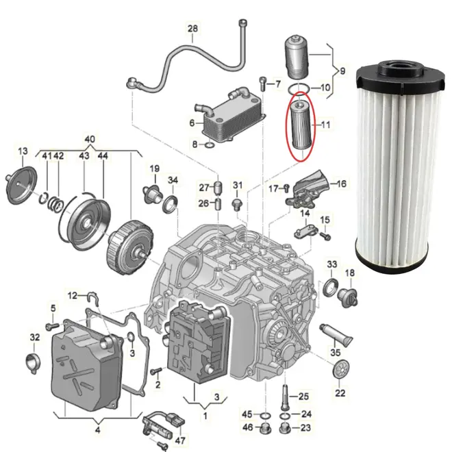 FILTRO OLEO CAMBIO DSG AUDI/VW Q3/TIGUAN 2.0 16V TFSI/2.5 20V TFSI DQ380/DQ400E/DQ500 2011