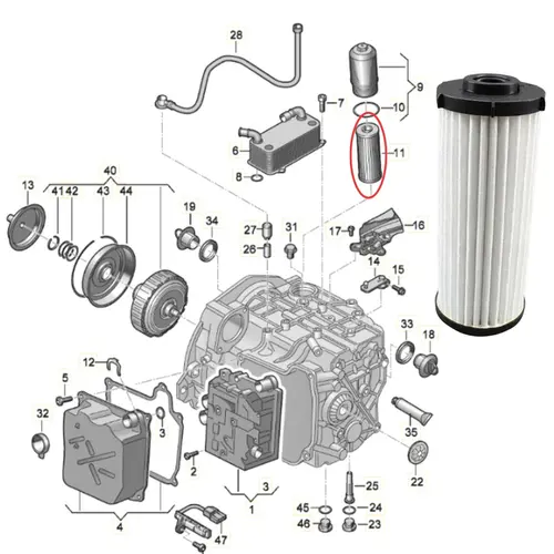 FILTRO OLEO CAMBIO DSG AUDI/VW Q3/TIGUAN 2.0 16V TFSI/2.5 20V TFSI DQ380/DQ400E/DQ500 2011