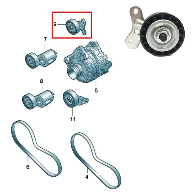 POLIA GUIA COM SUPORTE CORREIA POLY-V AUDI RS3 RSQ3 TTRS VW JETTA 2007 A 2018 07K145172B
