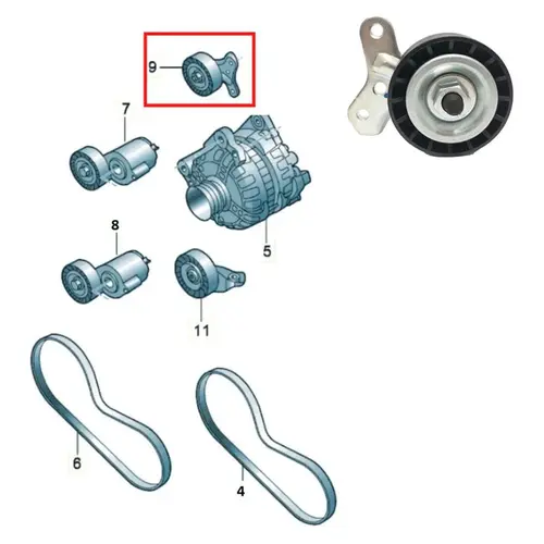 POLIA GUIA COM SUPORTE CORREIA POLY-V AUDI RS3 RSQ3 TTRS VW JETTA 2007 A 2018 07K145172B