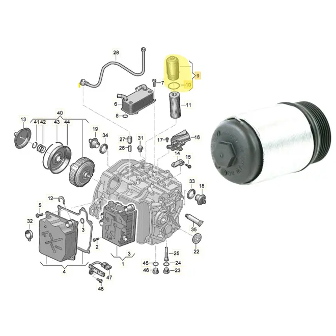TAMPA FILTRO TRANSMISSÃO AUTOMATIZADA AUDI Q3 RSQ3 RS3 TTRS VW TIGUAN JETTA 2.0 16V 2.5 20V TFSI/TSI GASOLINA 2012 A 2026 0BH325159