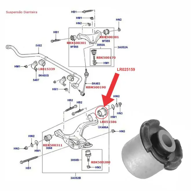 BUCHA BANDEJA DIAN INF GR LAND ROVER DISCOVERY 3/DISCOVERY 4/RR SPORT 2.7/3.0 2005 A 2016