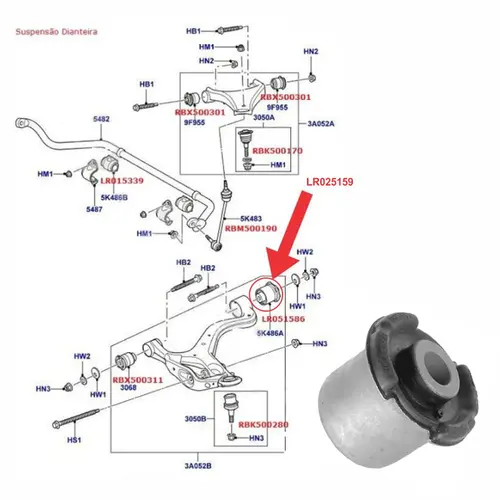 BUCHA BANDEJA DIAN INF GR LAND ROVER DISCOVERY 3/DISCOVERY 4/RR SPORT 2.7/3.0 2005 A 2016