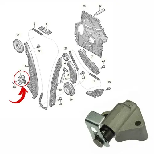 TENSOR HIDR. CORR. DISTR. AUDI/VW 2.0 16V TSI/TFSI 2009 A 2017 06K109467K/SKU2181