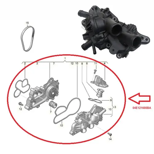 BOMBA AGUA AUDI/VW 1.0 12V MPI/TSI/1.4 16V TSI/1.6 16V MSI 2015 A 2023 04E121600CS/SKU901