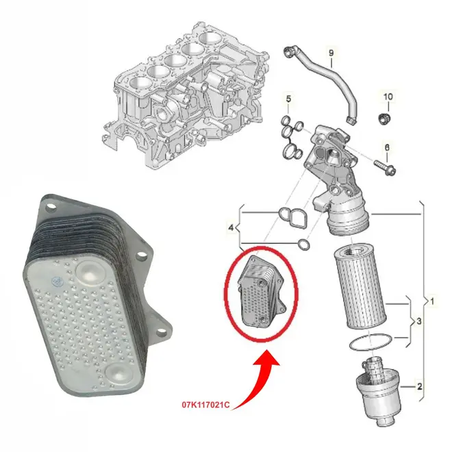 RADIADOR OLEO VW JETTA 2.5 20V FSI 2007 A 2012 07K117021C/SKU1937