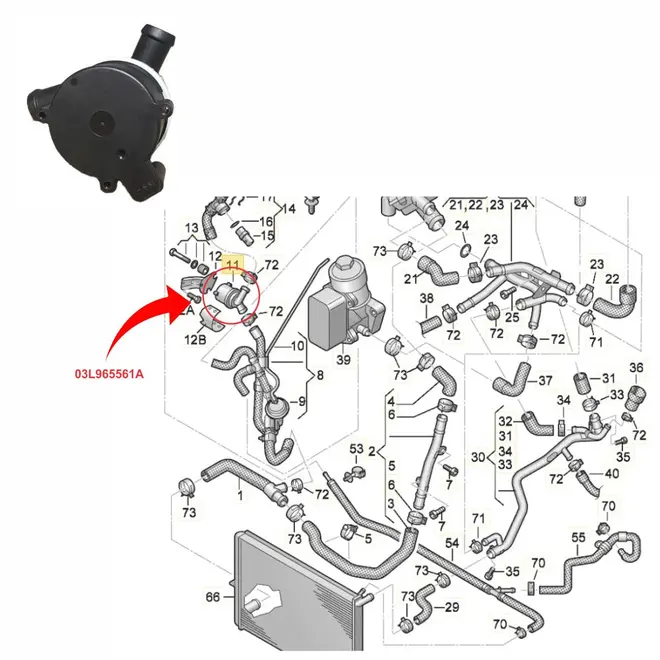 BOMBA AGUA AUXILIAR ELETRICA MOTOR VW AMAROK 2.0 16V TDI 2011 A 2021 03L965561A/SKU2025