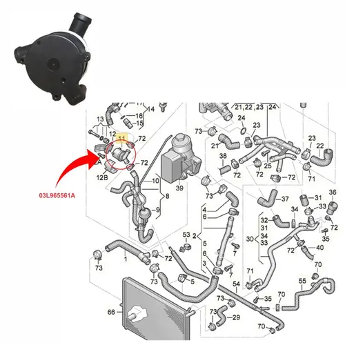 BOMBA AGUA AUXILIAR ELETRICA MOTOR VW AMAROK 2.0 16V TDI 2011 A 2021 03L965561A/SKU2025