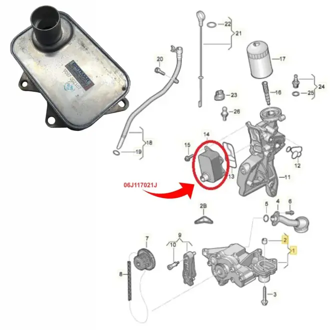 RADIADOR OLEO MOTOR AUDI/VW 2.0 16V 2008 A 2016 06J117021J/SKU4861
