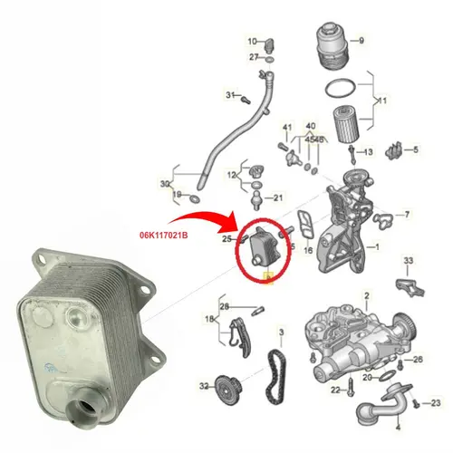 RADIADOR OLEO AUDI/VW 2.0 16V TFSI 14 A 24 06K117021B/SKU1195