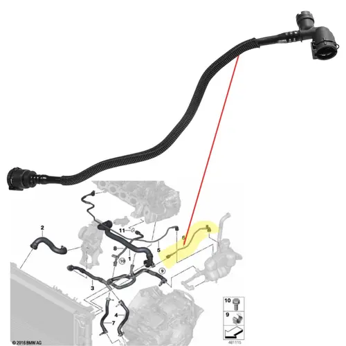 MANGUEIRA RESERVATÓRIO EXPANSÃO AO RADIADOR BMW 225I X1 X2 MINI COOPER 2013 A 2023 17127617366