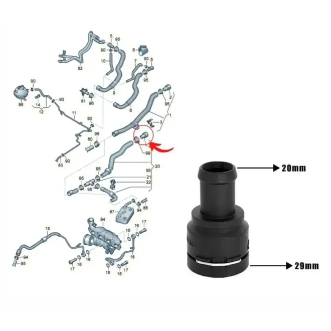 FLANGE AR QUENTE RETA AUDI/VW 1.6/2.0 8V/1.8 20V T/2.0 16V FSI/TSI/2.5 20V FSI 3B0122291B/