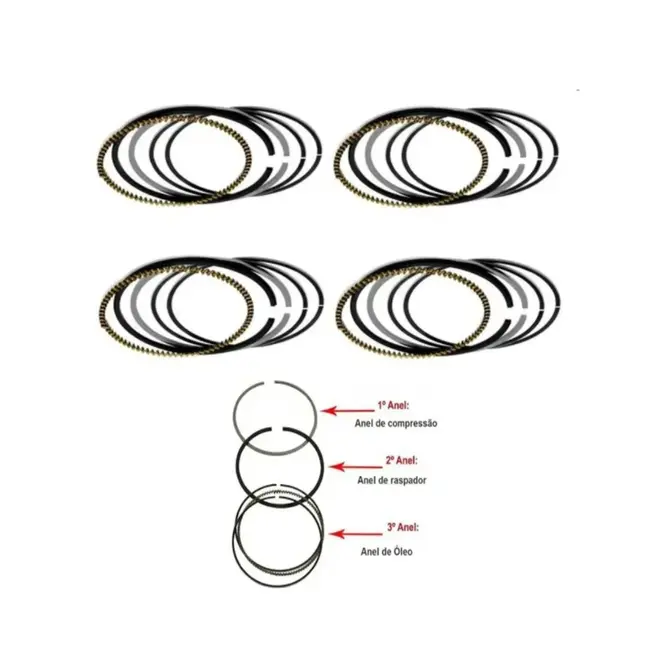KIT PISTÕES COM ANÉIS 050 MM PINO 23 MM AUDI A3/A4/A5/Q3/Q5/TT 2.0 16V TFI 2009 A 2018/ VW FUSCA/GOLF/JETTA/PASSAT/TIGUAN 2.0 16V TSI 2009 A 2018
