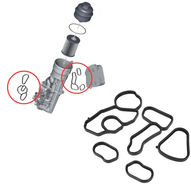 KIT JUNTAS VEDAÇÃO SUPORTE FILTRO DE ÓLEO E TROCADOR DE CALOR BMW 116I 118I 316I 1.6 16V N13 2012 A 2015