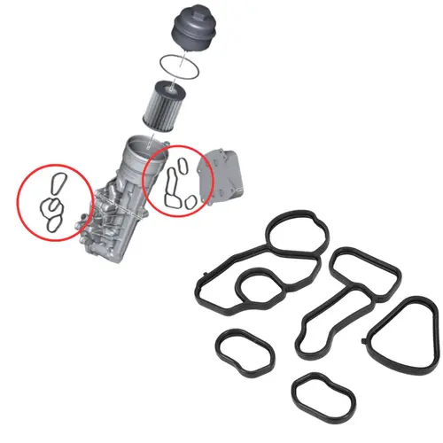 KIT JUNTAS VEDAÇÃO SUPORTE FILTRO DE ÓLEO E TROCADOR DE CALOR BMW 116I 118I 316I 1.6 16V N13 2012 A 2015