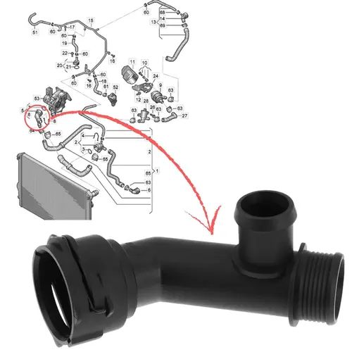 FLANGE ADAPTADOR MANGUEIRA SUPERIOR BOMBA ÁGUA VW TIGUAN ALLSPACE JETTA 2.0 16V TSI 2019 A 2024