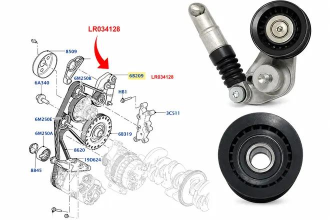 KIT CORREIA POLY-V ALTERNADOR LAND ROVER EVOQUE DISCOVERY SPORT 2.0 16V SI4 ECOBOOST 2012 A 2018