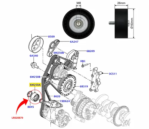 KIT CORREIA POLY-V ALTERNADOR LAND ROVER EVOQUE DISCOVERY SPORT 2.0 16V SI4 ECOBOOST 2012 A 2018