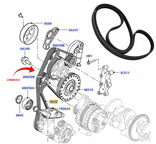KIT CORREIA POLY-V ALTERNADOR LAND ROVER EVOQUE DISCOVERY SPORT 2.0 16V SI4 ECOBOOST 2012 A 2018