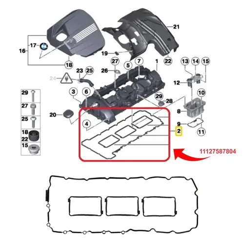 JUNTA TAMPA DE VALVULA BMW 3.0 24V 2006 A 2019 N55/S55B30A  11127587804/SKU1891