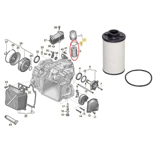FILTRO OLEO CAMBIO DSG DQ250 AUDI/VW 1.4/2.0 16V TFSI/TSI 2009 A 2020 02E305051C/SKU3603