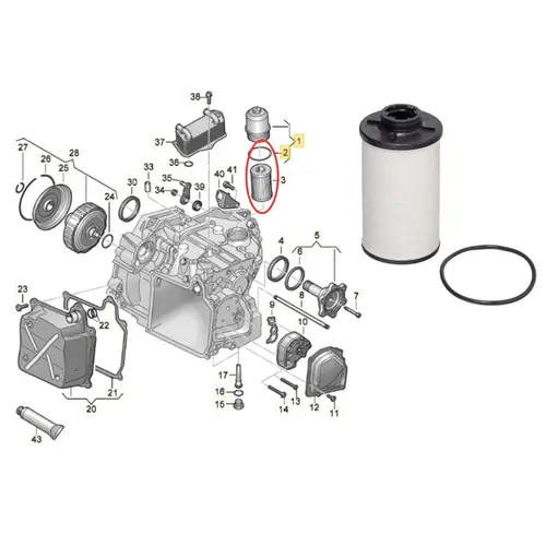 FILTRO OLEO CAMBIO DSG DQ250 AUDI/VW 1.4/2.0 16V TFSI/TSI 2009 A 2020 02E305051C/SKU3603