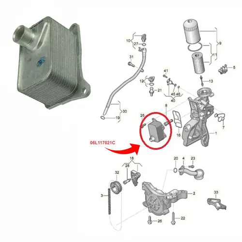 RADIADOR OLEO AUDI/VW 1.8/2.0 16V TFSI 2014 A 2022 06L117021C/SKU1665