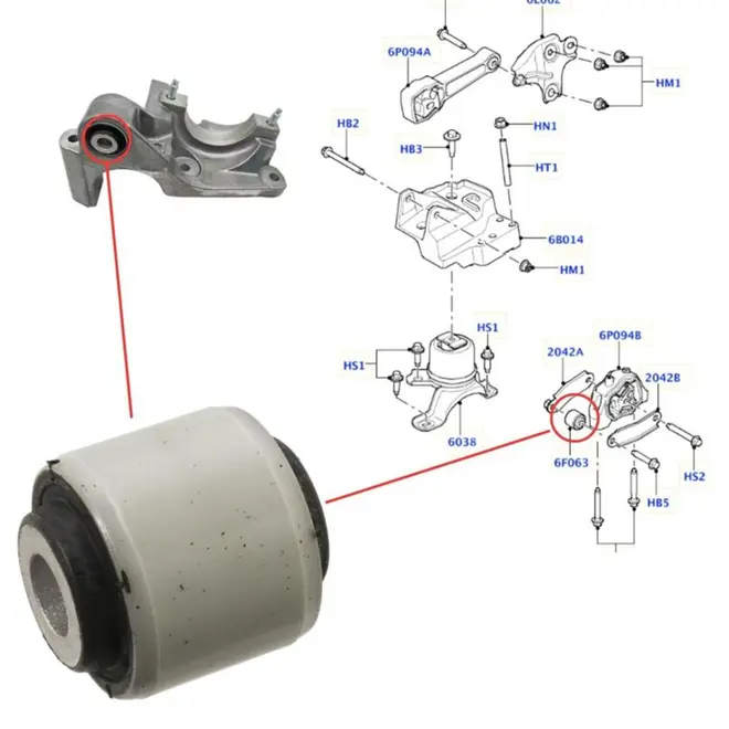 BUCHA COXIM INFERIOR MOTOR LAND ROVER FREELANDER 2 EVOQUE DISCOVERY SPORT 2.0 2.2 3.2 2007 A 2021