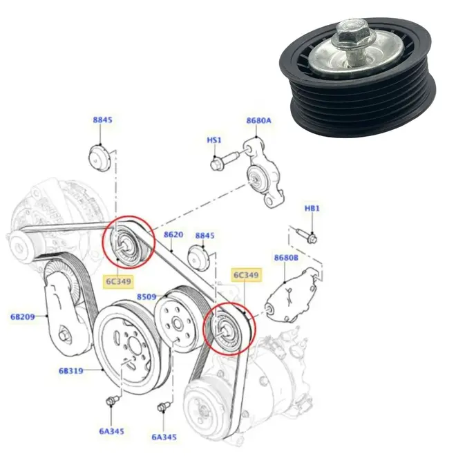 POLIA GUIA ESTRIADA SUP CORREIA POLY-V LAND ROVER 3.0 24V TDV6/5.0 32V V8 2010 A 2022 LR03