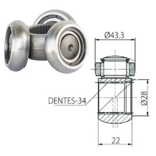 TRIZETA SEMIEIXO DIANTEIRO LADO CÂMBIO 34 DENTES ELO 43,3MM BMW X5 AUDI Q3 A3 RS3 A4 TT VW TIGUAN JETTA GOLF PASSAT BORA 2000 A 2020