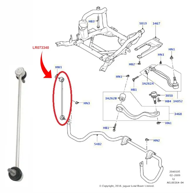 BIELETA EST DIANT LAND ROVER RANGER ROVER 3.6 32V TDV8/4.2/4.4/5.0 32V V8 2002 A 2013 LR07