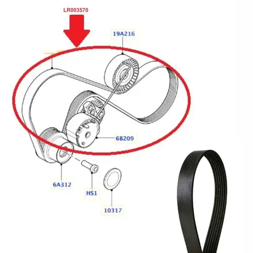 CORREIA POLY V LAND ROVER/VOLVO 2.2 16V SD4/3.0 24V T6/3.2 24V I6 2007 A 2017 LR003570/SKU