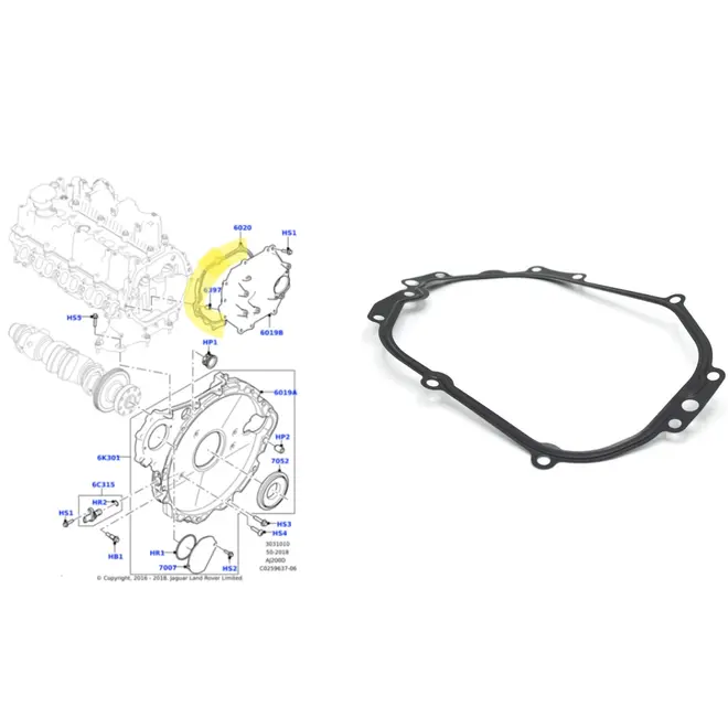 JUNTA TAMPA DISTRIBUICAO CABECOTE LAND ROVER 2.0 16V INGENIUM DIESEL 2016 A 2023 LR073816/
