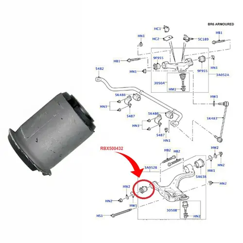 BUCHA BANDEJA DIANTEIRA INF PEQUENA LAND ROVER DISCOVERY 3/DISCOVERY 4/RR SPORT 2.7/3.0 20