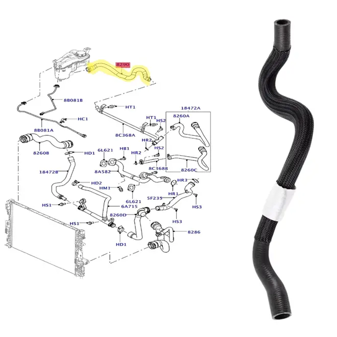 MANG AGUA RESER/TUBO AGUA LAND ROVER/VOLVO 3.0 24V T6/3.2 24V I6 2007 A 2015 LR000933/SKU3