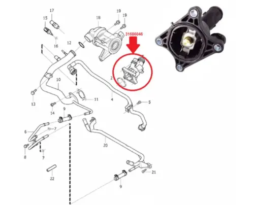 VÁLVULA TERMOSTÁTICA VOLVO S60 V40 V60 XC60 XC90 1.5 2.0 16V TURBO 2011 A 2020