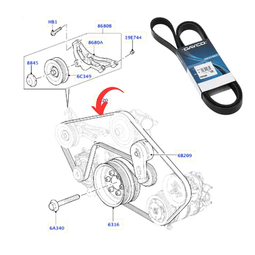 CORREIA POLY V LAND ROVER 5.0 32V V8 2010 A 2015 LR011345/SKU3395